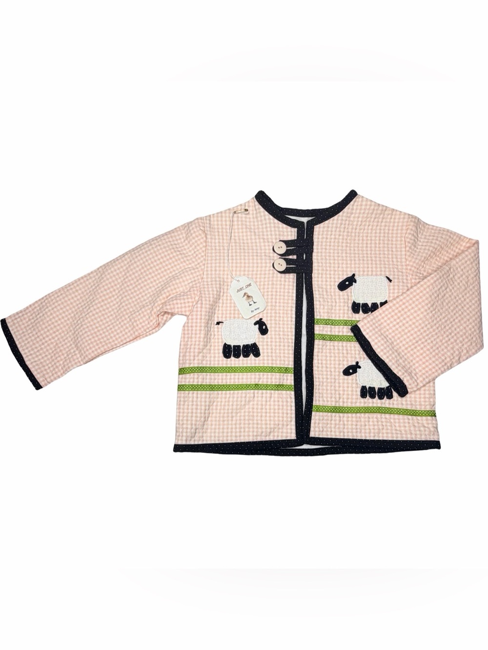 Handmade Quilted Sheep Appliqué Jacket Cottagecore Whimsical Farmhouse Twee